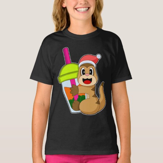 Meerkat Kerst Bubble thee T-shirt (Voorkant)