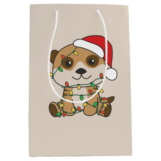 Meerkat Kerst Winter Dieren Vakantie Meerkats Medium Cadeauzakje (Voorkant)