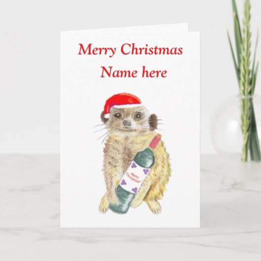 Meerkat-kerstkaart, aanpasbaar feestdagen kaart (Voorkant)