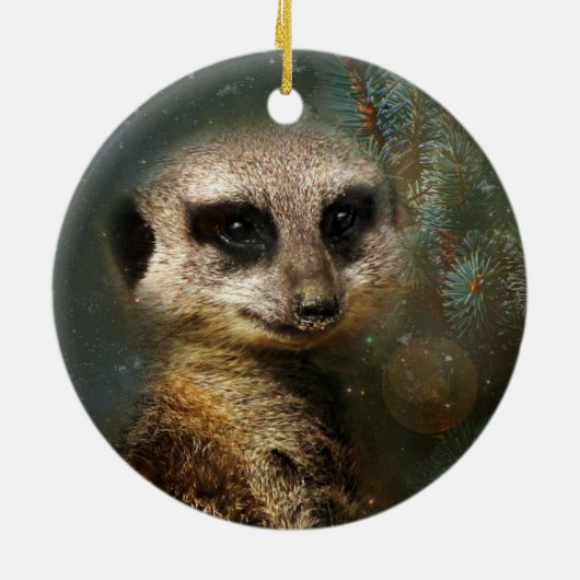 Meerkat-kerstversiering Keramisch Ornament (Achterkant)