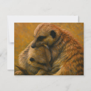 Meerkat Knuffel - Earth-Toned Wildlife Painting Briefkaart