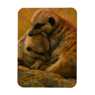 Meerkat Knuffel - Earth-Toned Wildlife Painting Magneet