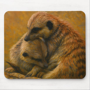 Meerkat Knuffel - Earth-Toned Wildlife Painting Muismat