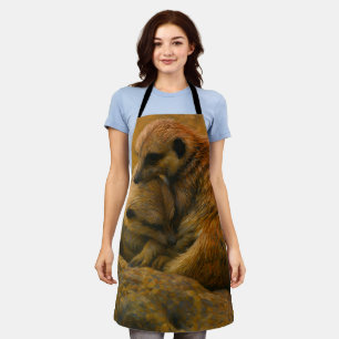 Meerkat Knuffel - Earth-Toned Wildlife Painting Schort