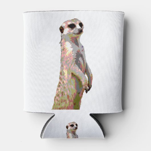 Meerkat - Kunststijl Pop en geposterized Blikjeskoeler (Voorkant)