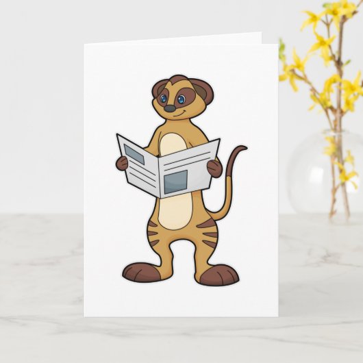 Meerkat leest een krant kaart (Gele Bloem)