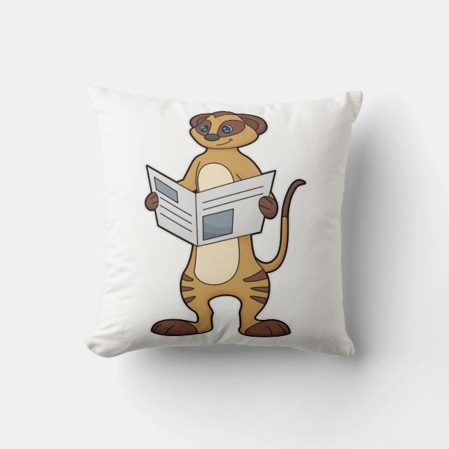 Meerkat leest een krant kussen (Voorkant)