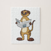 Meerkat leest een krant legpuzzel (Verticaal)
