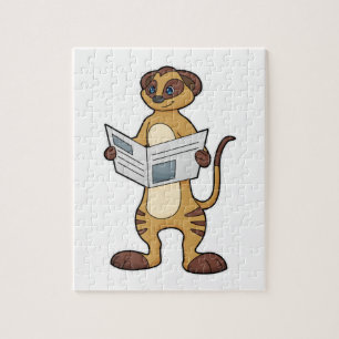 Meerkat leest een krant legpuzzel