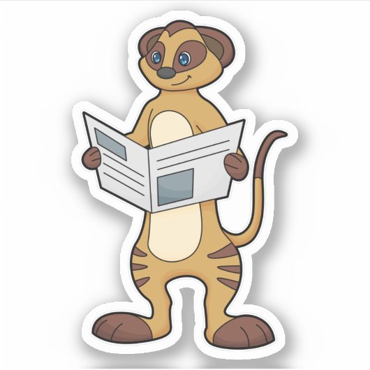Meerkat leest een krant sticker (Voorkant)