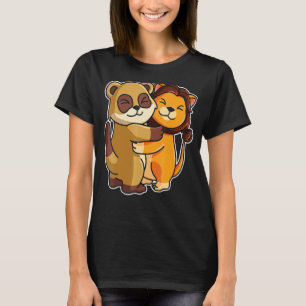 Meerkat & Leeuw Knuffel Leuke Zoo Dieren Voor Vrou T-shirt