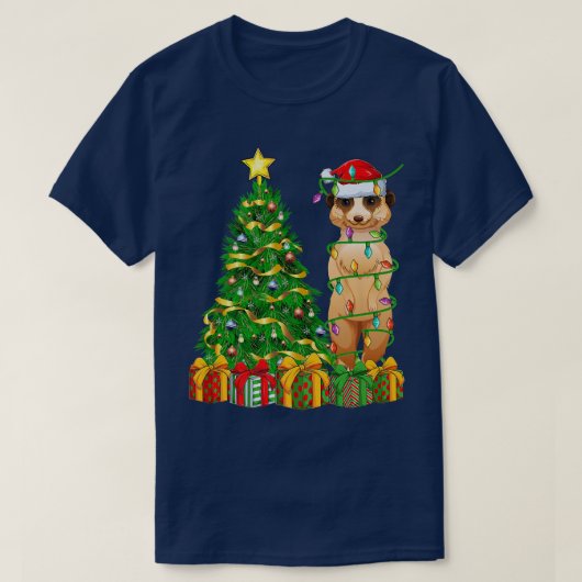 Meerkat Lighting Xmas Tree Matching Meerkat Christ T-shirt (Design voorkant)