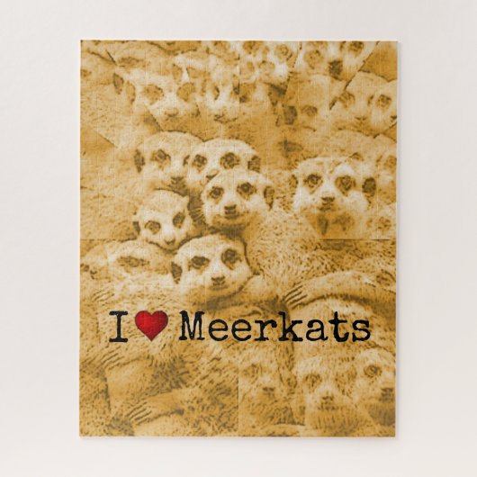 Meerkat Love Wildlife Cute Glitch Art Typography Legpuzzel (Verticaal)