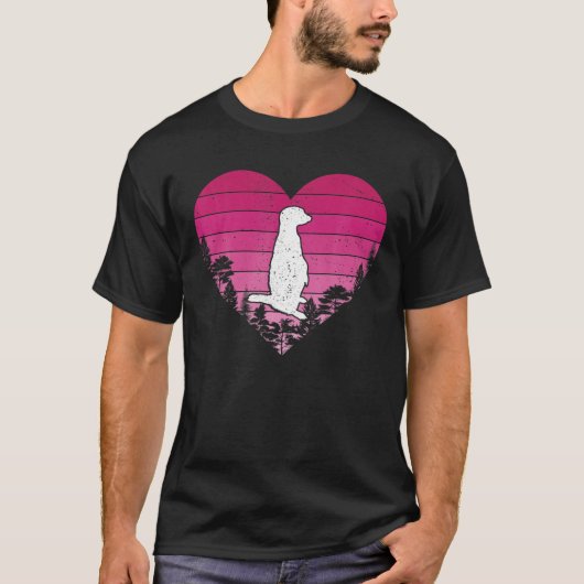 Meerkat Lover Retro Heart Meerkat Valentin T-shirt (Voorkant)