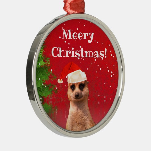 Meerkat Meery Kerstfeest Funny kerstversiering Metalen Ornament (Rechts)