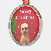 Meerkat Meery Kerstfeest Funny kerstversiering Metalen Ornament (Links)