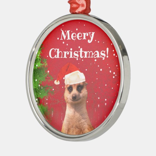 Meerkat Meery Kerstfeest Funny kerstversiering Metalen Ornament (Links)