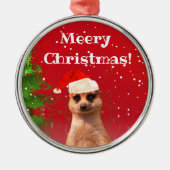 Meerkat Meery Kerstfeest Funny kerstversiering Metalen Ornament (Voorkant)