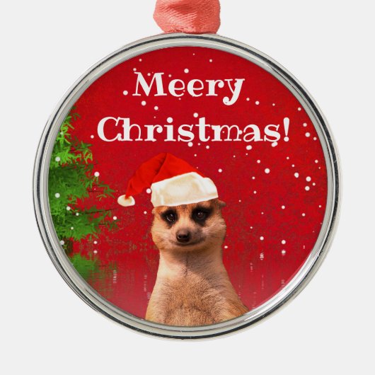 Meerkat Meery Kerstfeest Funny kerstversiering Metalen Ornament (Voorkant)