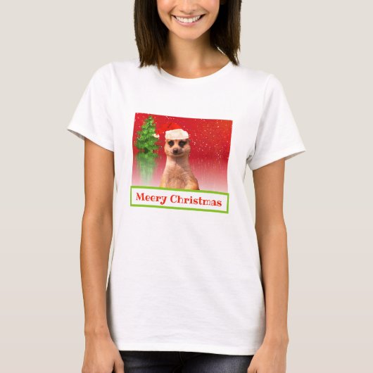 Meerkat Meery Kerstmis Funny kerstT-shirt T-shirt (Voorkant)
