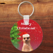 Meerkat Meery Kerstmis Funny Sleutelhanger (Voorkant)