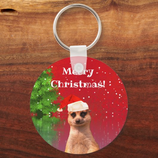 Meerkat Meery Kerstmis Funny Sleutelhanger (Voorkant)