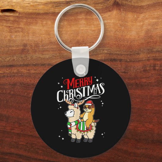 Meerkat Merry Christmas Reindeer Llama Riding Meer Sleutelhanger (Voorkant)