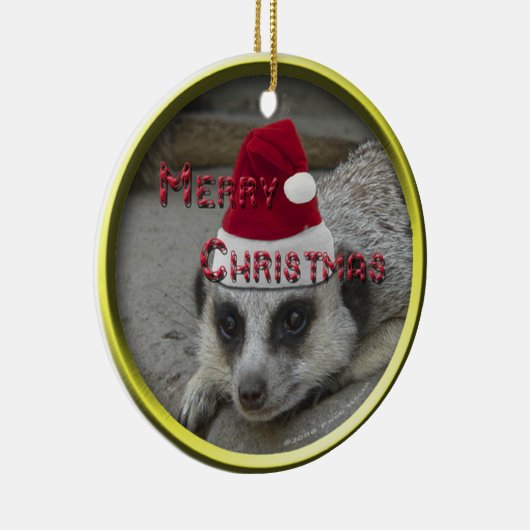 Meerkat Merry Kerstmis Keramisch Ornament (Rechts)