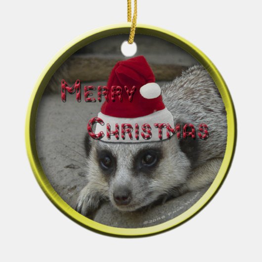 Meerkat Merry Kerstmis Keramisch Ornament (Voorkant)