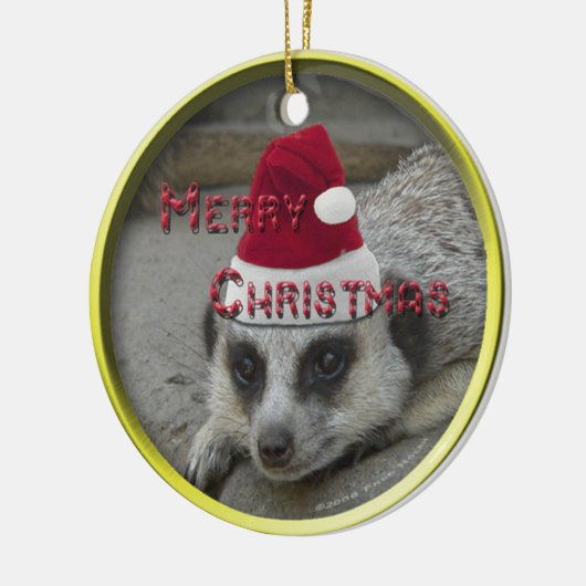 Meerkat Merry Kerstmis Keramisch Ornament (Links)