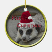 Meerkat Merry Kerstmis Keramisch Ornament (Achterkant)