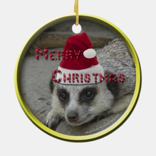 Meerkat Merry Kerstmis Keramisch Ornament (Achterkant)