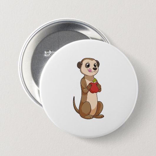 Meerkat met Apple Ronde Button 7,6 Cm (Voorkant /achterkant)