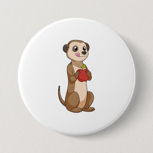 Meerkat met Apple Ronde Button 7,6 Cm (Voorkant)