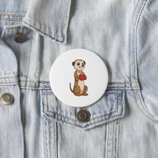 Meerkat met Apple Ronde Button 7,6 Cm (In situ)