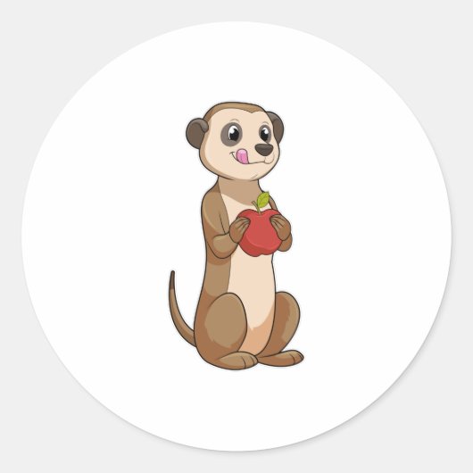 Meerkat met Apple Ronde Sticker (Voorkant)