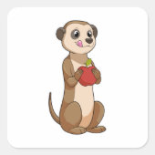 Meerkat met Apple Vierkante Sticker (Voorkant)