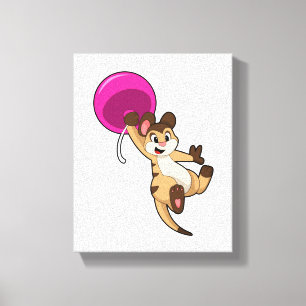 Meerkat met ballon canvas afdruk