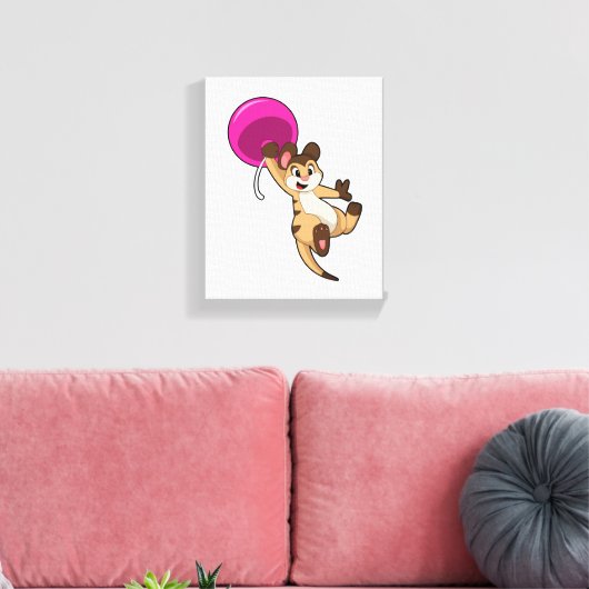 Meerkat met ballon canvas afdruk (Insitu (Woonkamer))