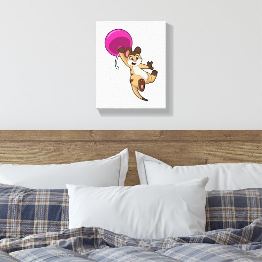 Meerkat met ballon canvas afdruk (Insitu (Slaapkamer))