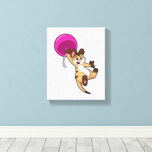 Meerkat met ballon canvas afdruk (Insitu (Houten vloer))
