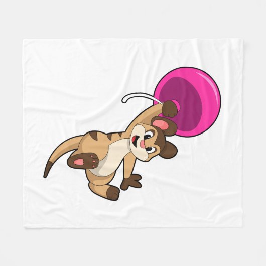 Meerkat met ballon fleece deken (Voorkant (Horizontaal))