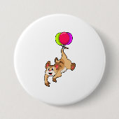 Meerkat met ballon ronde button 7,6 cm (Voorkant)