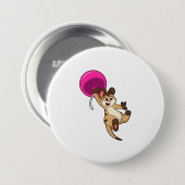Meerkat met ballon ronde button 7,6 cm (Voorkant /achterkant)
