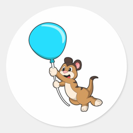 Meerkat met ballon ronde sticker (Voorkant)