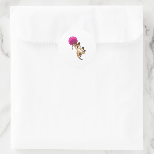Meerkat met ballon ronde sticker (Tas)