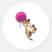 Meerkat met ballon ronde sticker (Voorkant)