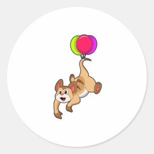 Meerkat met ballon ronde sticker