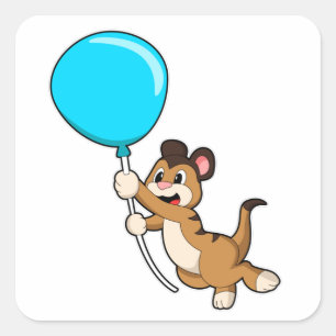 Meerkat met ballon vierkante sticker