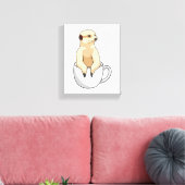 Meerkat met beker koffie canvas afdruk (Insitu (Woonkamer))